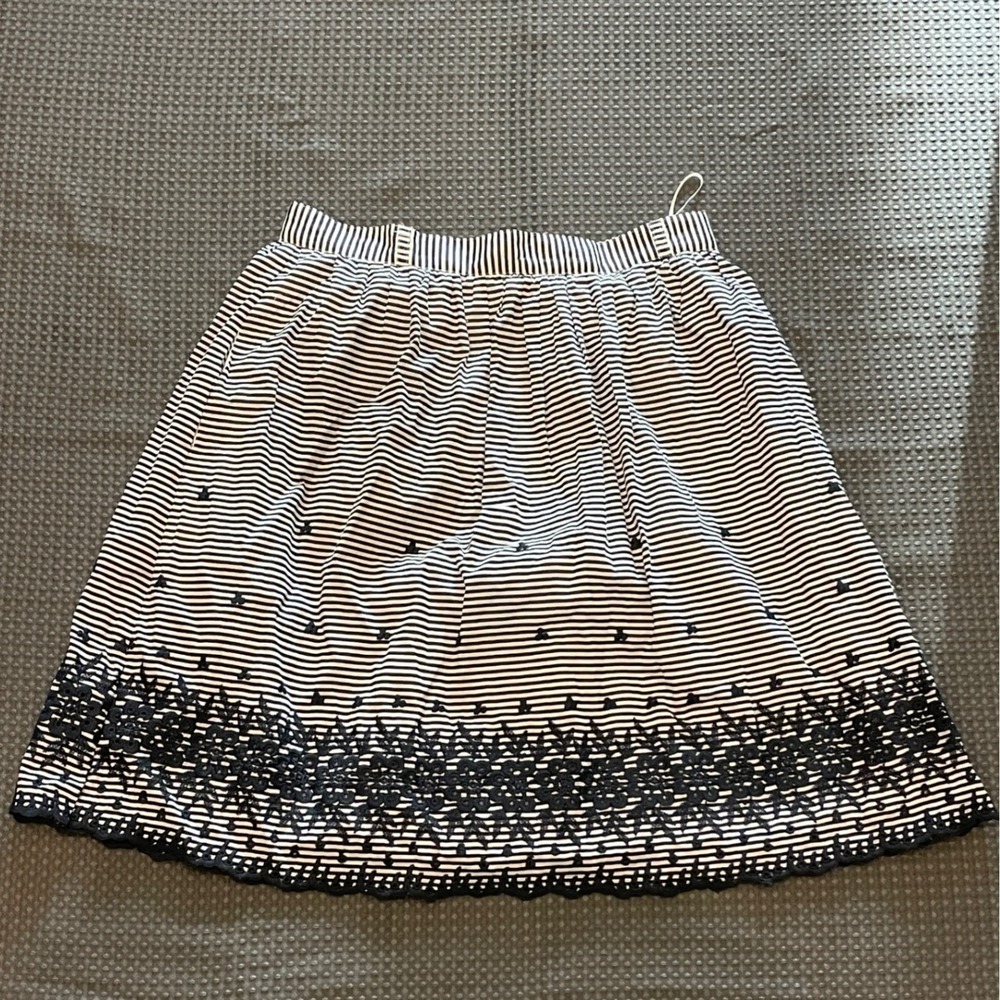 Kate Spade New York Skirt the Rules Navy White Striped Eyelet A-Line Skirt 8
